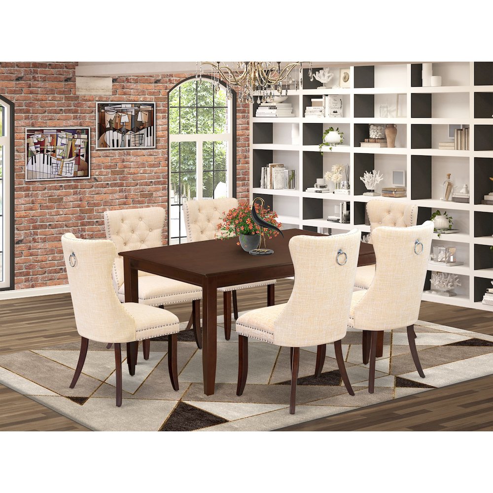 7 Piece Dining Room Table Set Contains a Rectangle Solid Wood Table. Picture 2