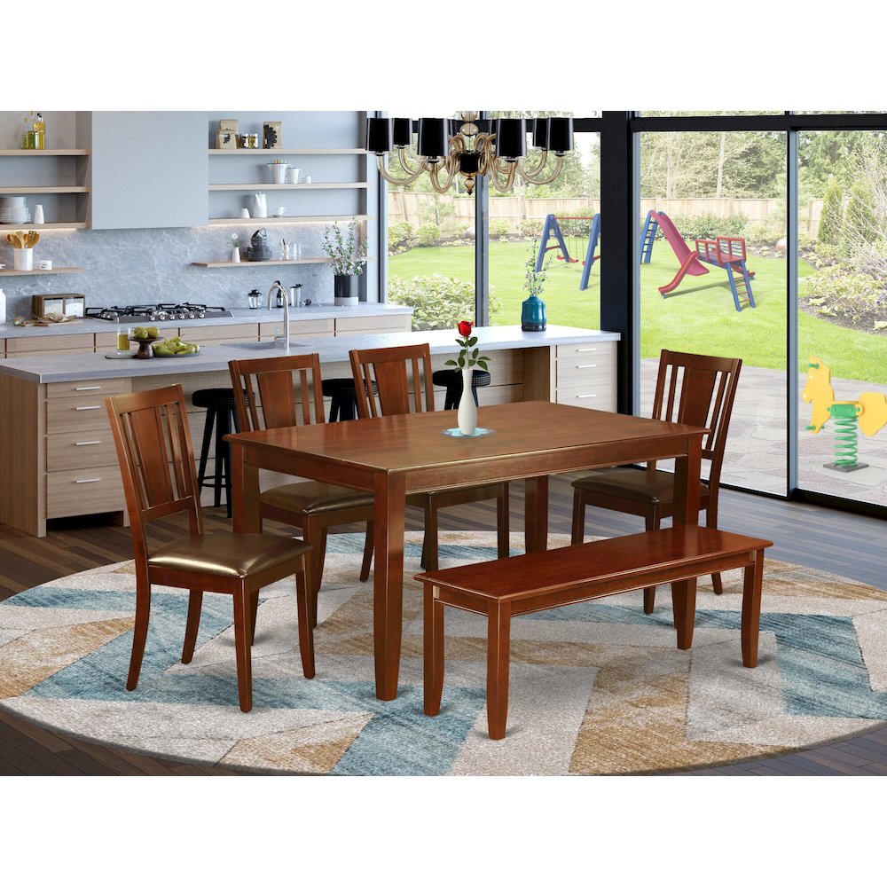 6  PC  Dining  room  set-with  bench  Kitchen  table  set  -Table  and  4  Dining  Chairs  and  Bench. Picture 2