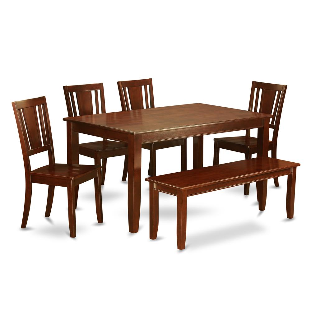 6-Pc  Dining  set  with  bench-Dining  Table  and  4  Dining  Chairs  and  Bench. Picture 1