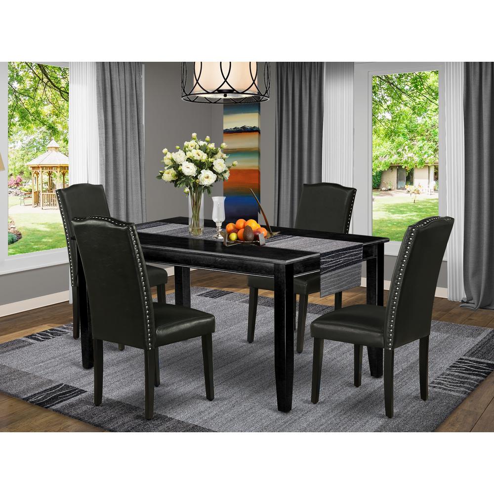 Dining Room Set Black, DUEN5-BLK-69. Picture 2