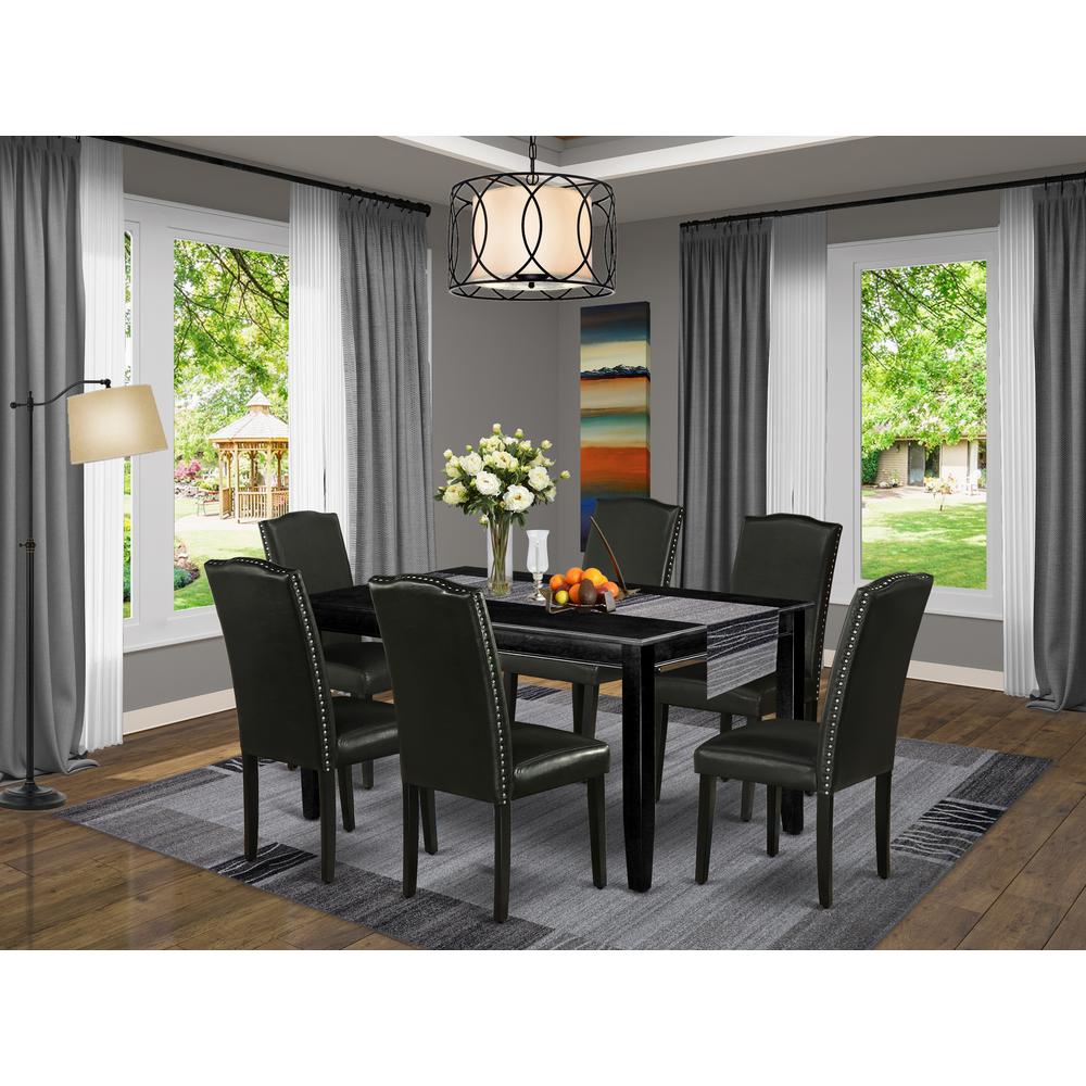 Dining Room Set Black, DUEN7-BLK-69. Picture 2