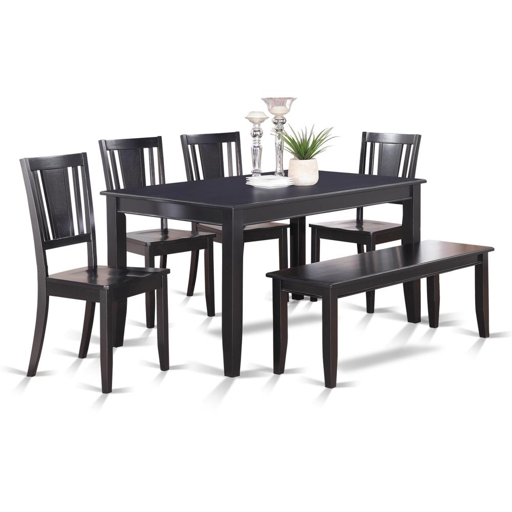 6  Pc  Dining  Table  with  bench-Dining  Table  and  4  Dining  Chairs  and  Bench. Picture 1