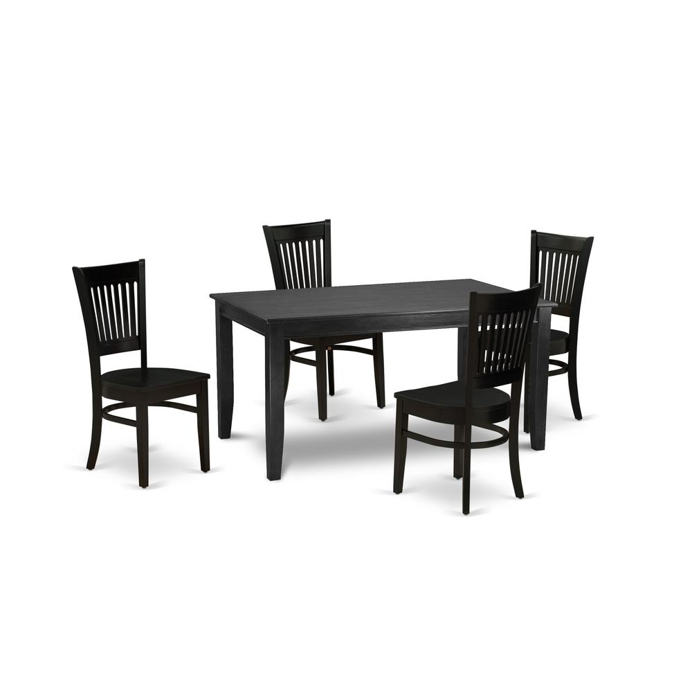 Dining Table- Dining Chairs, DUVA5-BLK-W. Picture 1