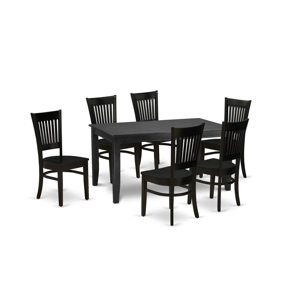 Dining Table- Dining Chairs, DUVA7-BLK-W. Picture 1