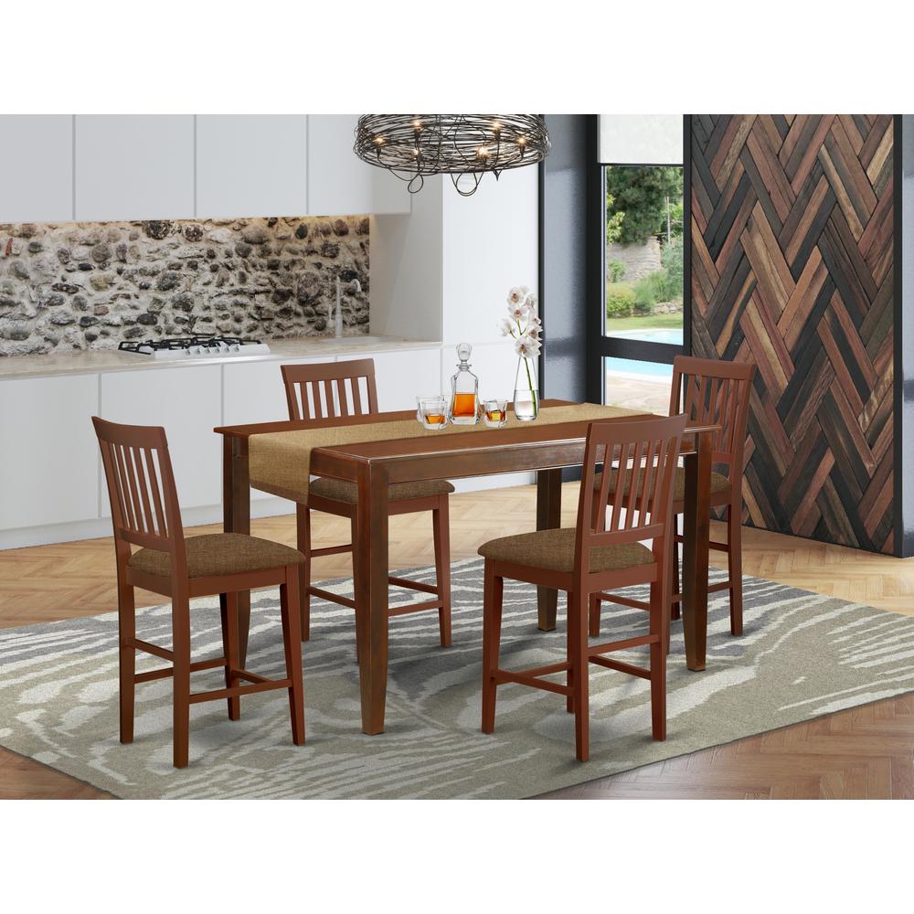 DUVN5H-MAH-C 5 Pc Counter height Table set- counter height Table and 4 counter height Chairs. Picture 2