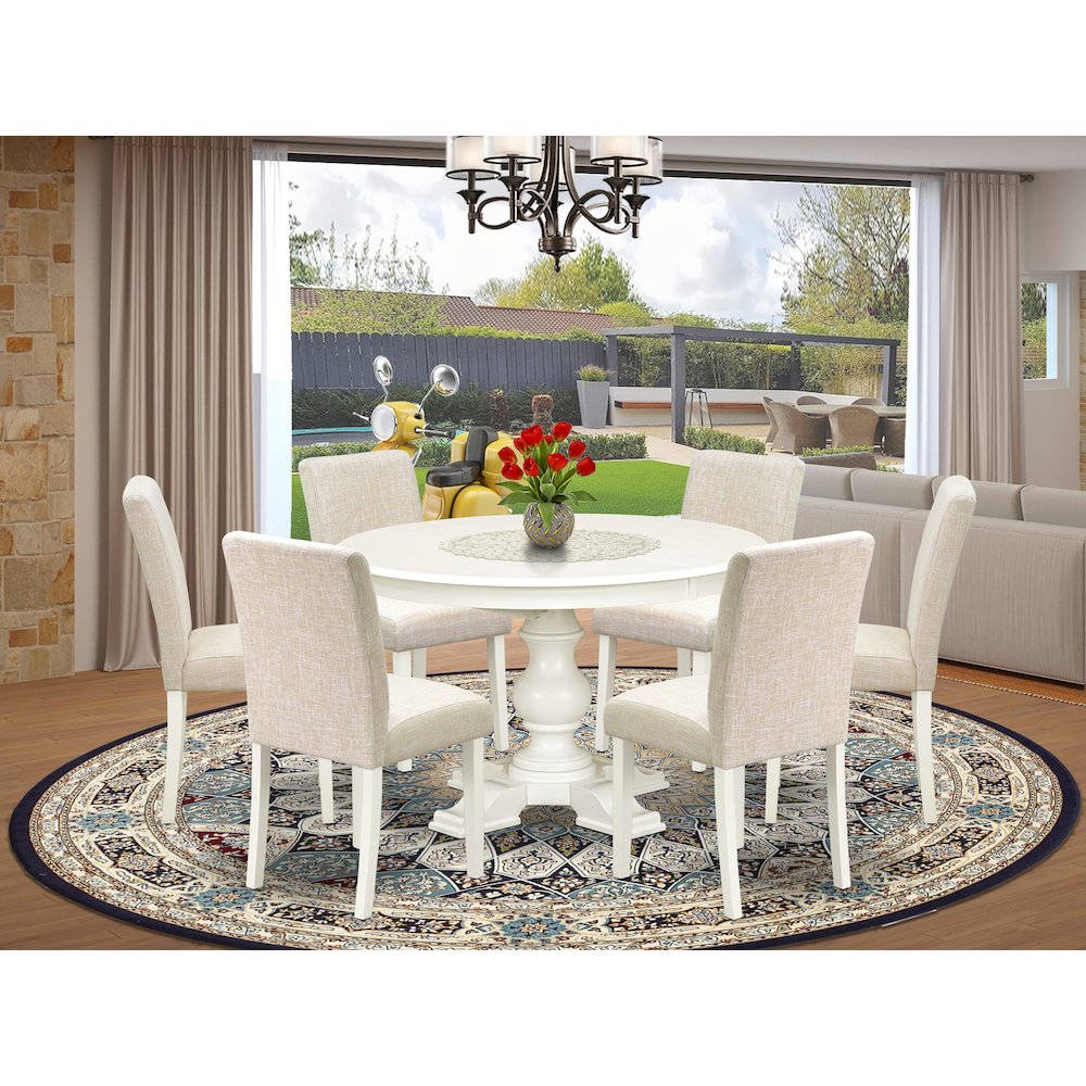 7-Piece Dining Table Set, Linen White. Picture 2