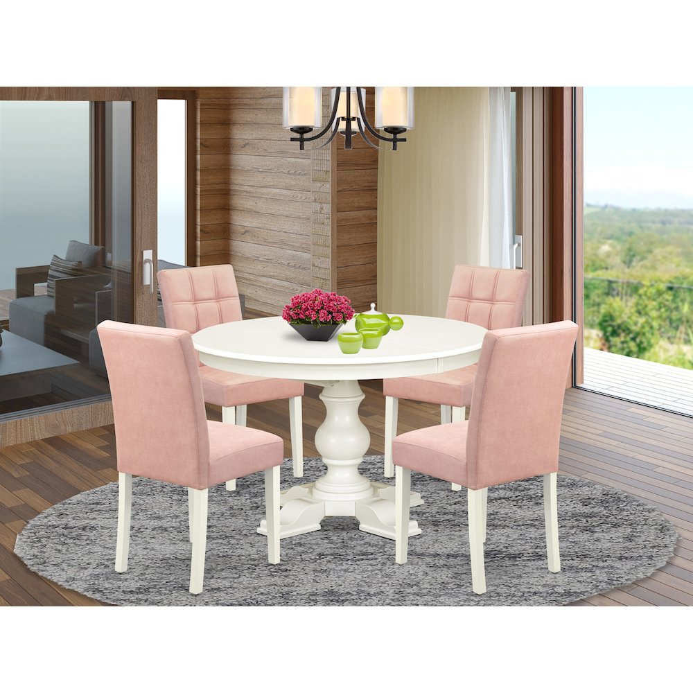5-Piece Kitchen Table Set, Linen White. Picture 2