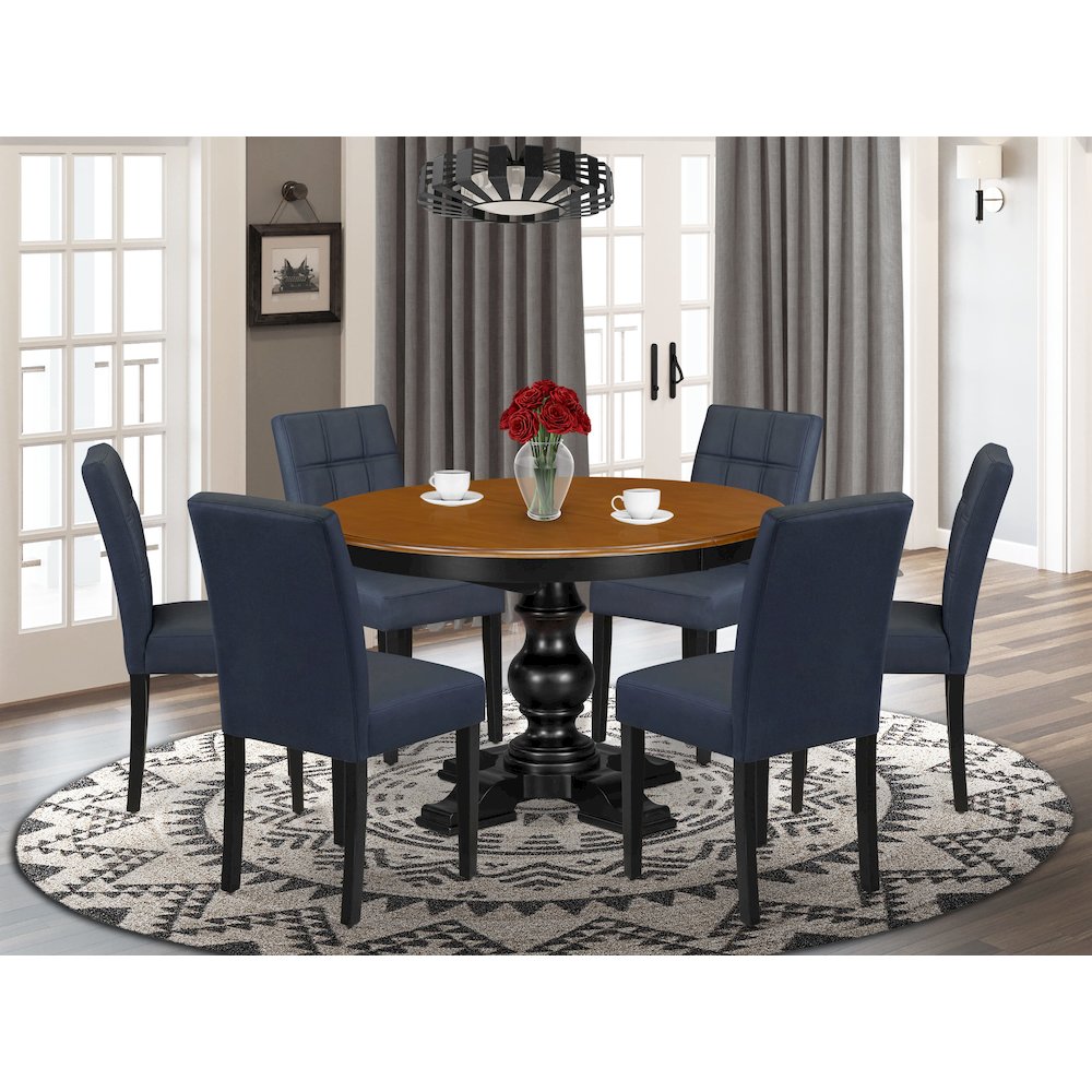 9-Piece Kitchen Dining Table Set, Black & Cherry. Picture 2