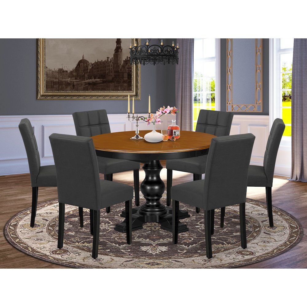 5-Piece Dining Room Table Set, Black & Cherry. Picture 2