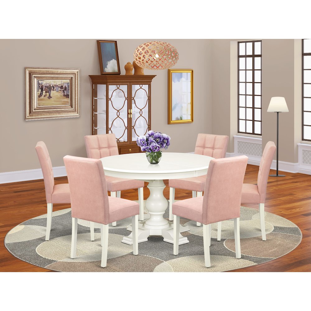 9-Piece Modern Dining Set, Linen White. Picture 2