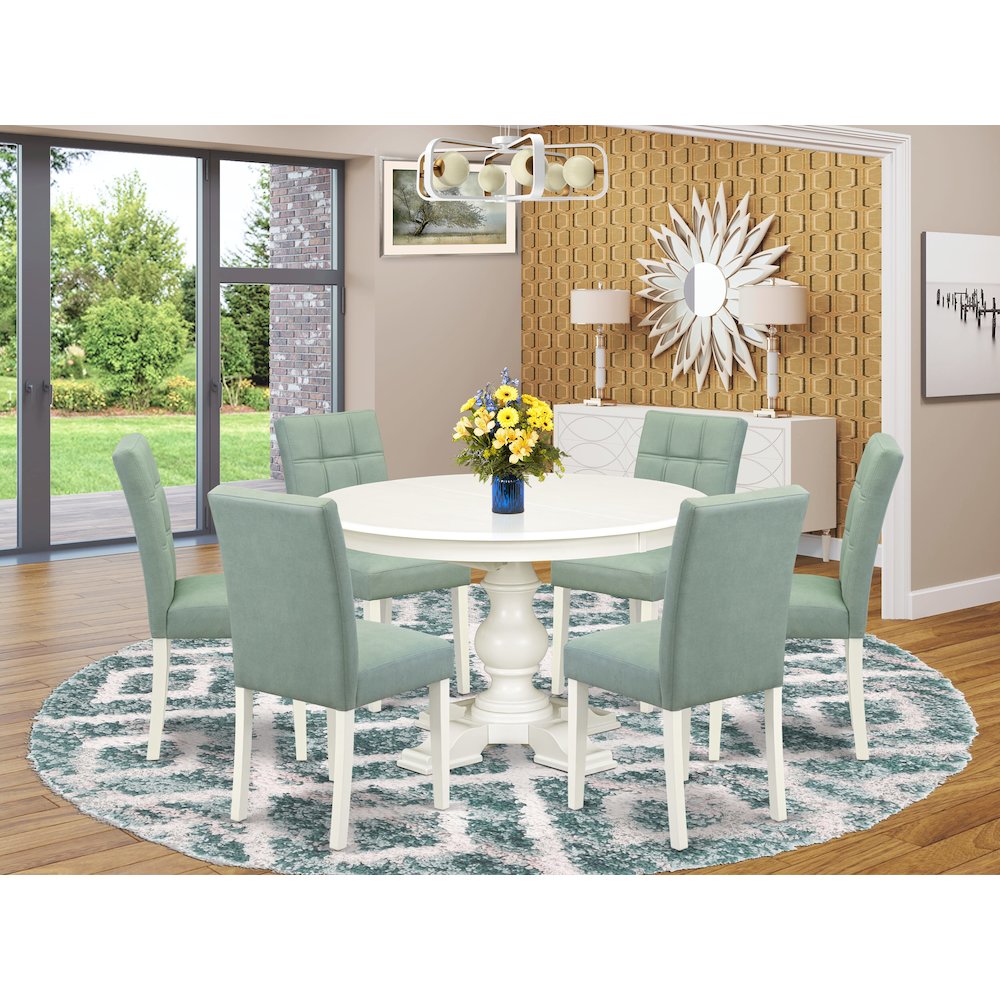 5-Piece Dining Table Set, Linen White. Picture 2