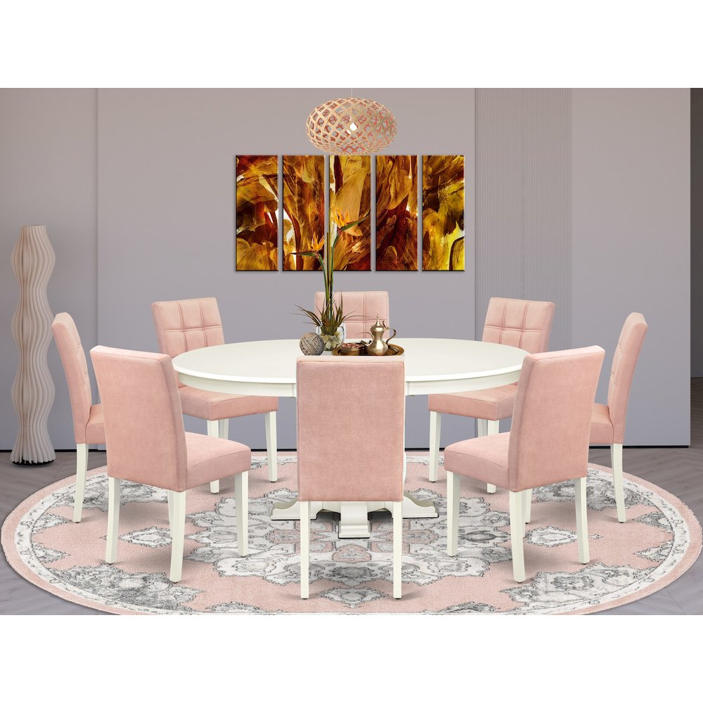 7-Piece Mid-Century Kitchen Set, Linen White. Picture 2