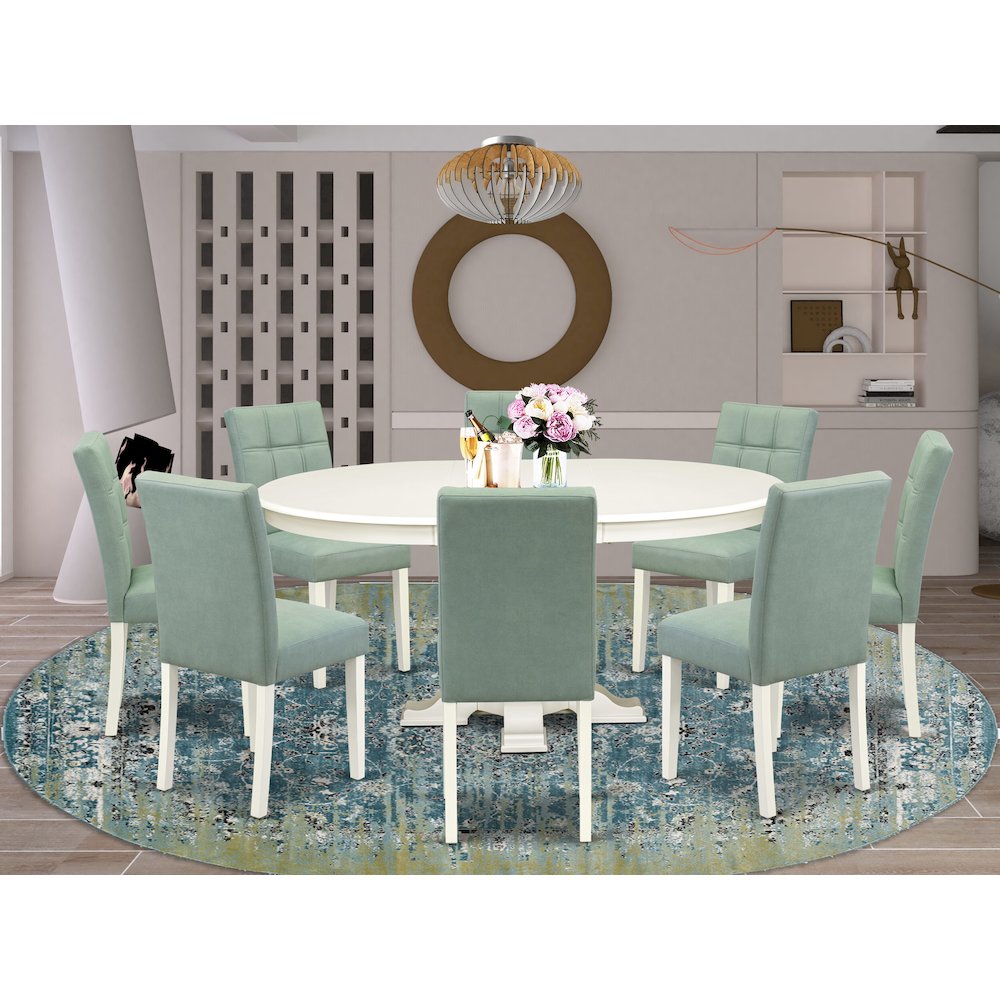 9-Piece Dining Table Set, Linen White. Picture 2