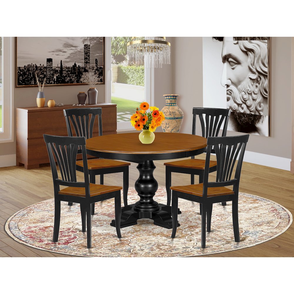 5-Piece Modern Dining Set, Black & Cherry. Picture 2