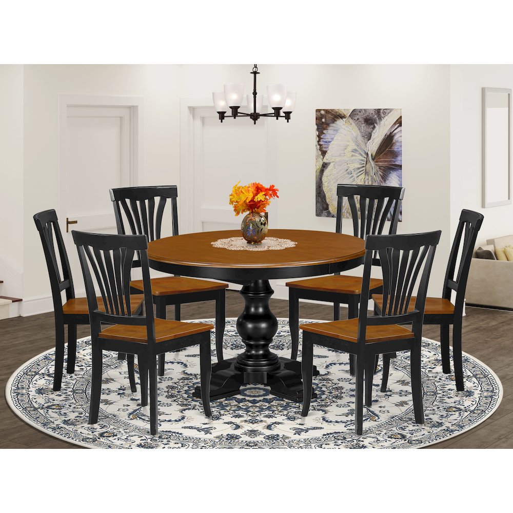 7-Piece Modern Dining Set, Black & Cherry. Picture 2