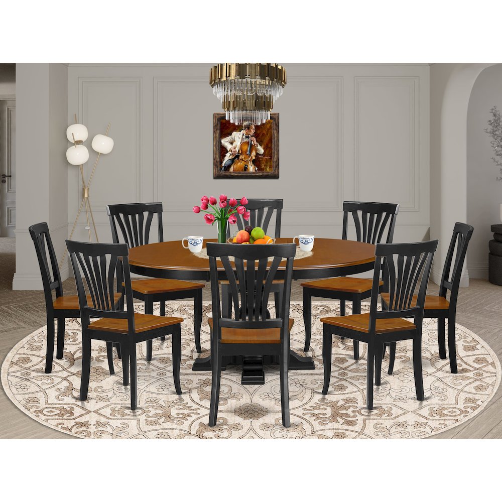 9-Piece Dining Table Set, Black & Cherry. Picture 2