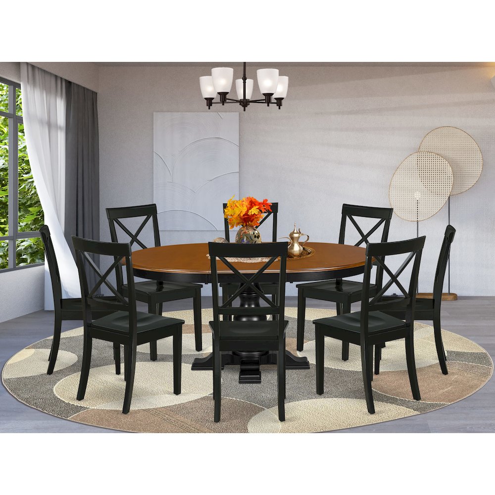 5-Piece Modern Dining Set, Black & Cherry. Picture 2