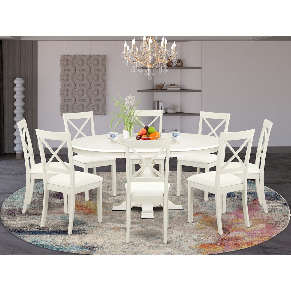 7-Piece Modern Dining Set, Linen White. Picture 2