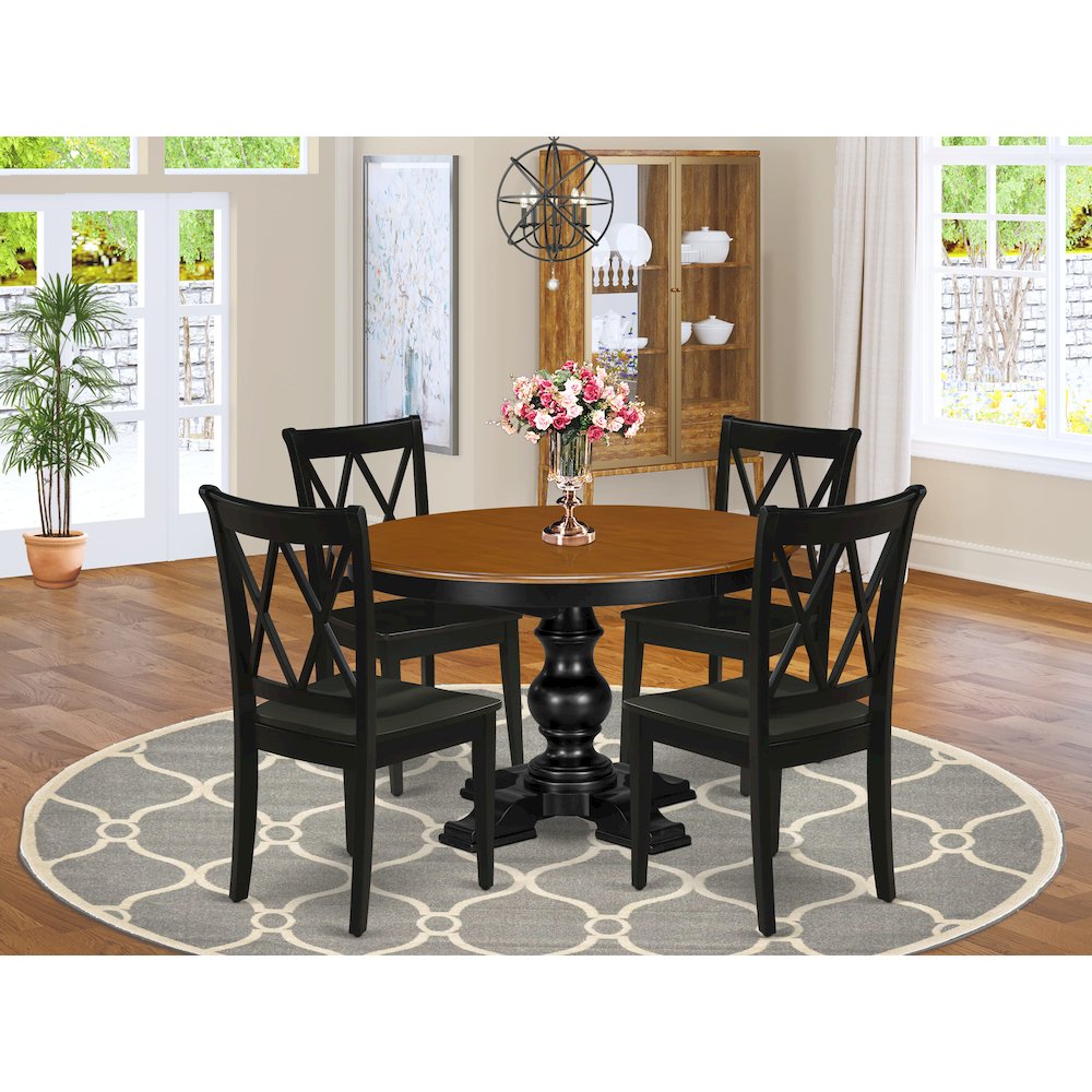 5-Piece Dining Room Set, Black & Cherry. Picture 2