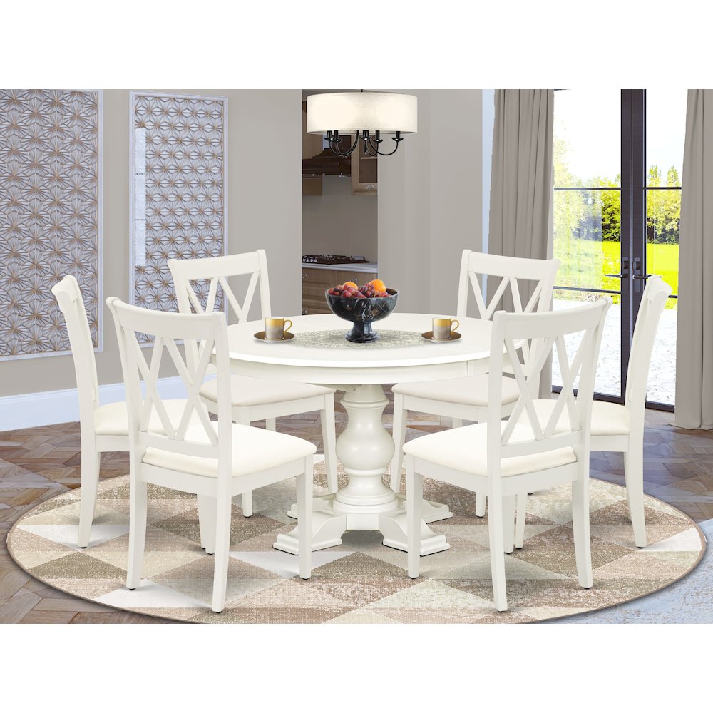 7-Piece Kitchen Table Set, Linen White. Picture 2