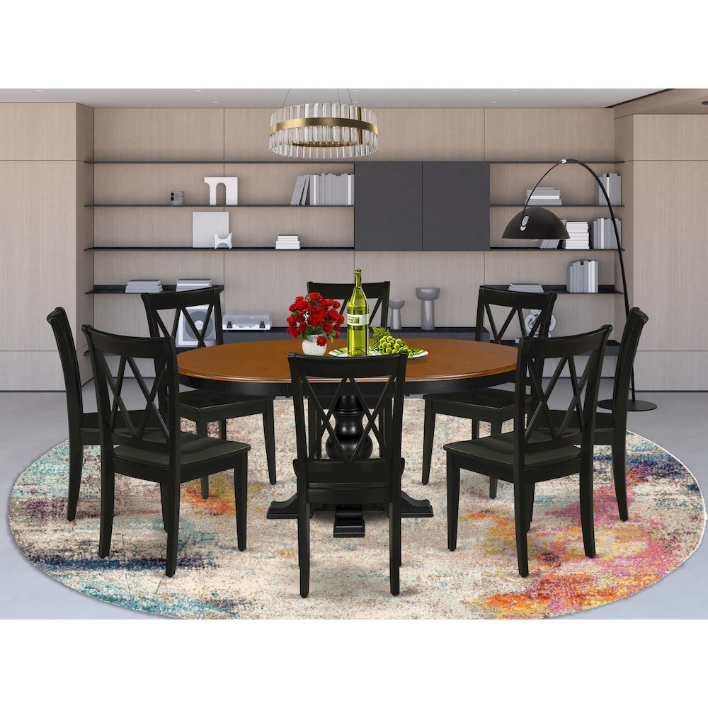 5-Piece Dining Table Set, Black & Cherry. Picture 2