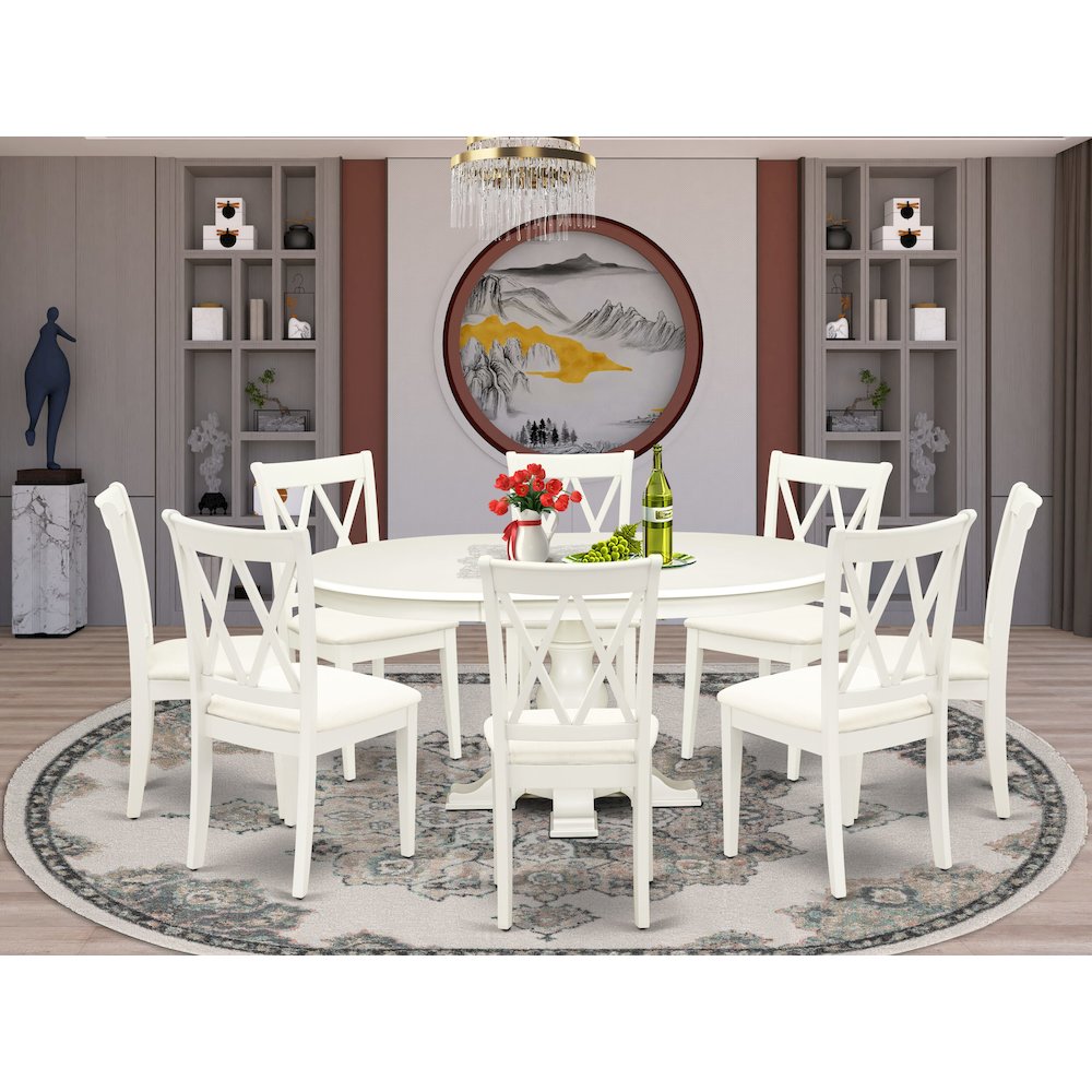 7-Piece Dining Table Set, Linen White. Picture 2