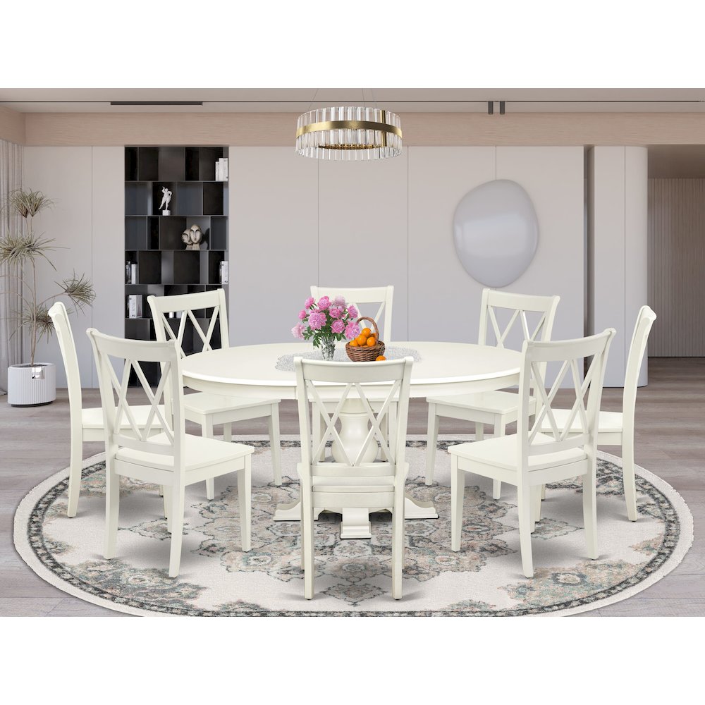 9-Piece Modern Dining Set, Linen White. Picture 2