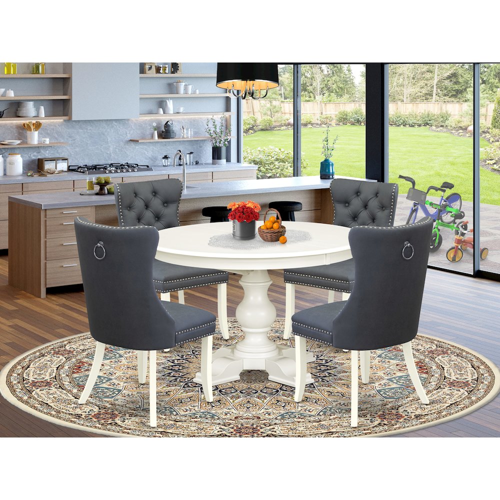 7-Piece Kitchen Dining Set, Linen White. Picture 2
