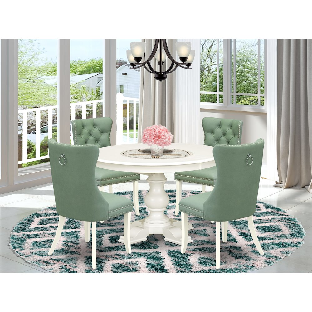 9-Piece Kitchen Dining Set, Linen White. Picture 2