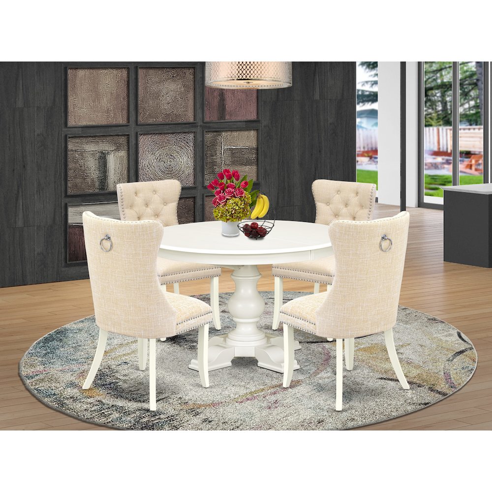9-Piece Modern Dining Set, Linen White. Picture 2