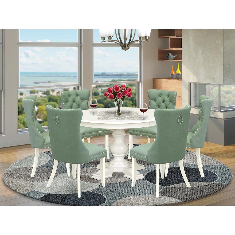 9-Piece Dining Table Set, Linen White. Picture 2