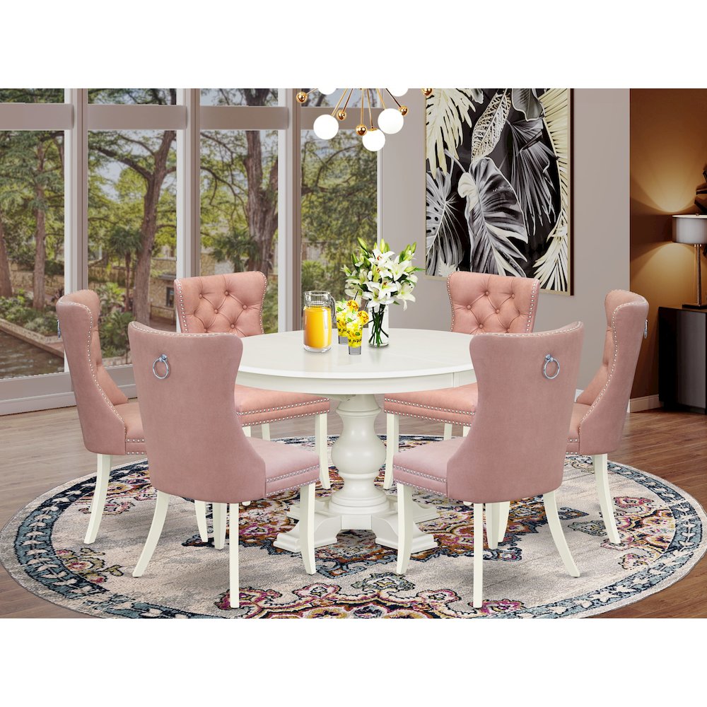 5-Piece Kitchen Table Set, Linen White. Picture 2
