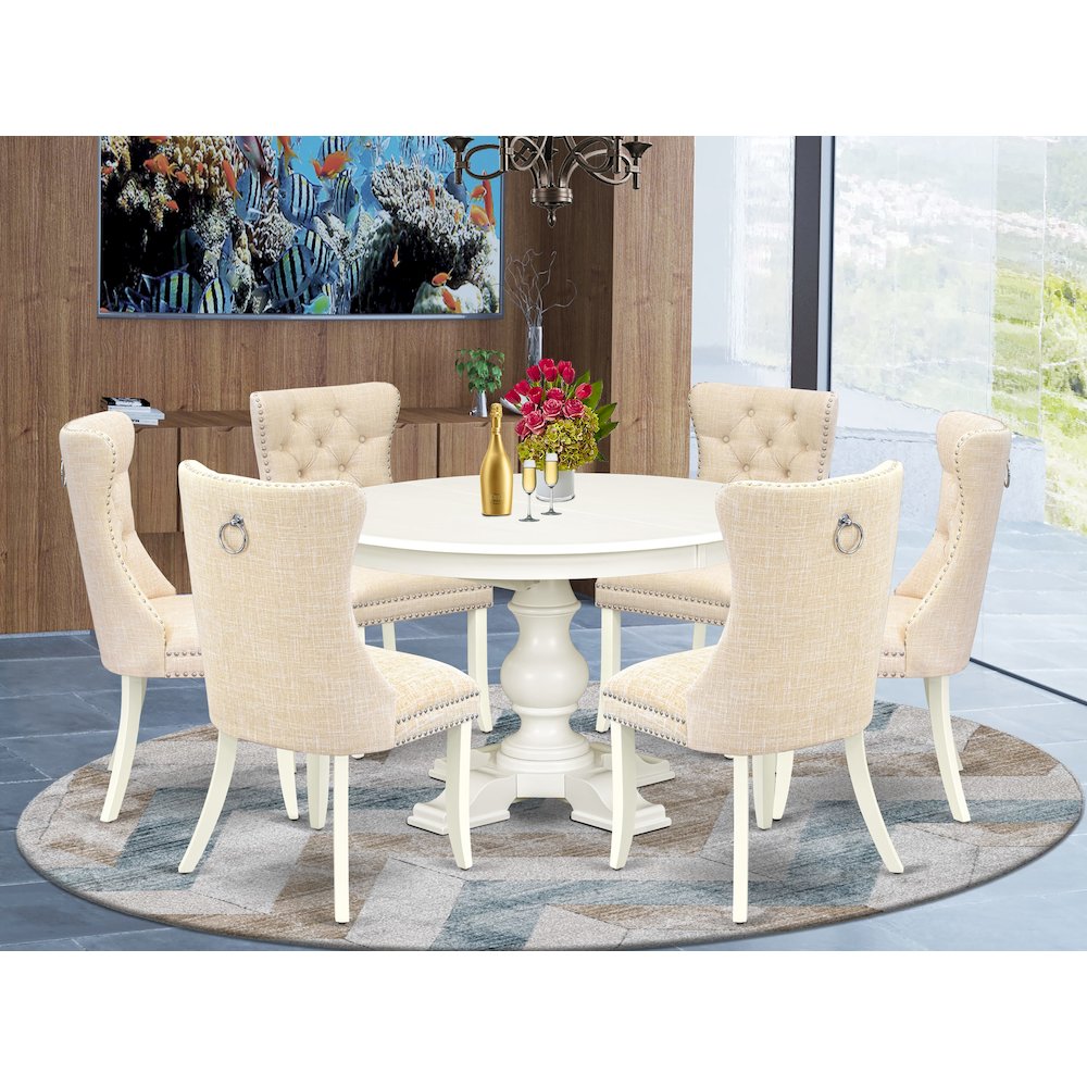 9-Piece Dining Room Table Set, Linen White. Picture 2