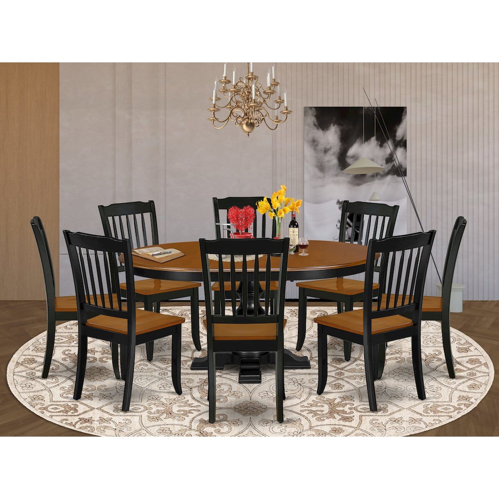 5-Piece Dining Room Table Set, Black & Cherry. Picture 2