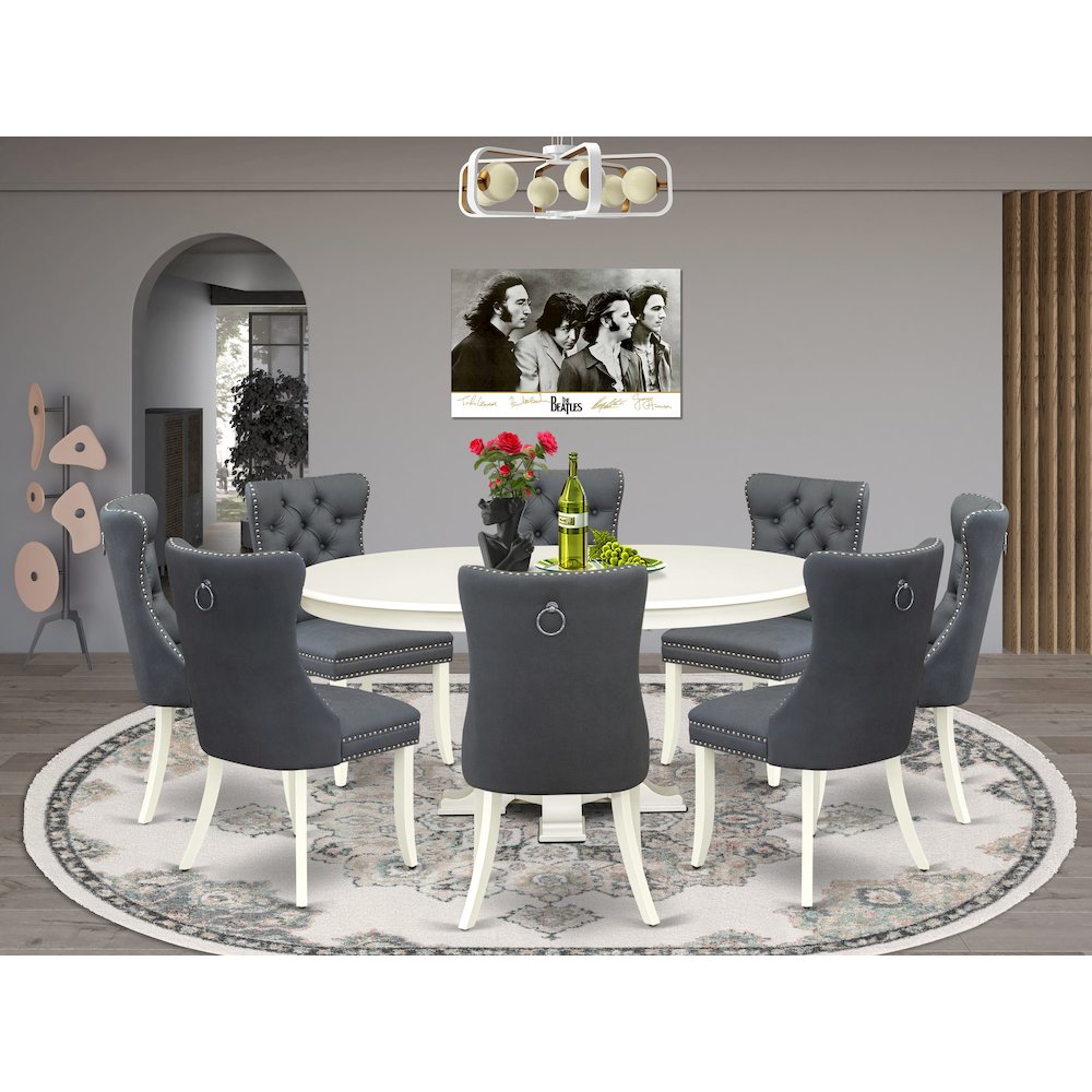 7-Piece Dining Room Table Set, Linen White. Picture 2