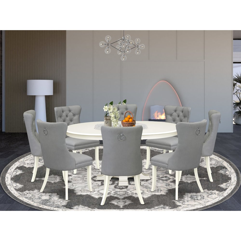 7-Piece Mid-Century Kitchen Set, Linen White. Picture 2
