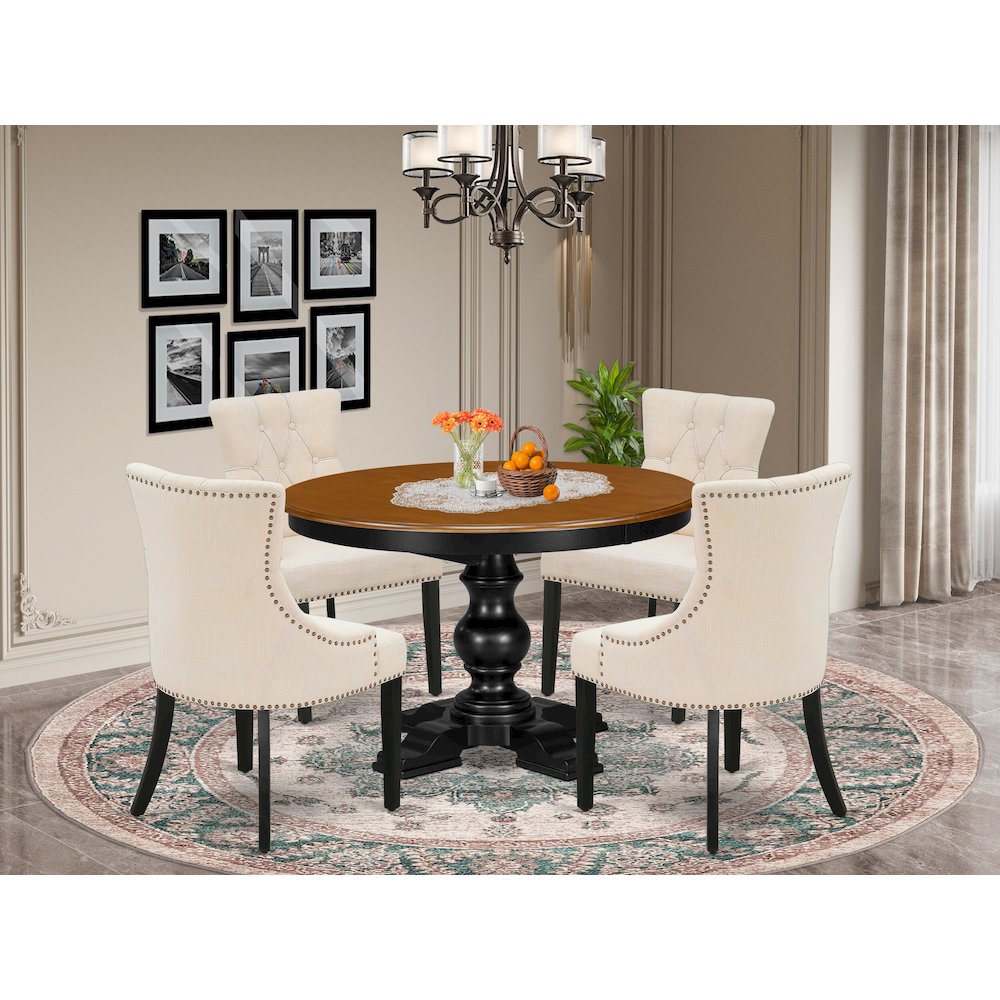 5-Piece Mid-Century Dinner Set, Black & Cherry. Picture 2