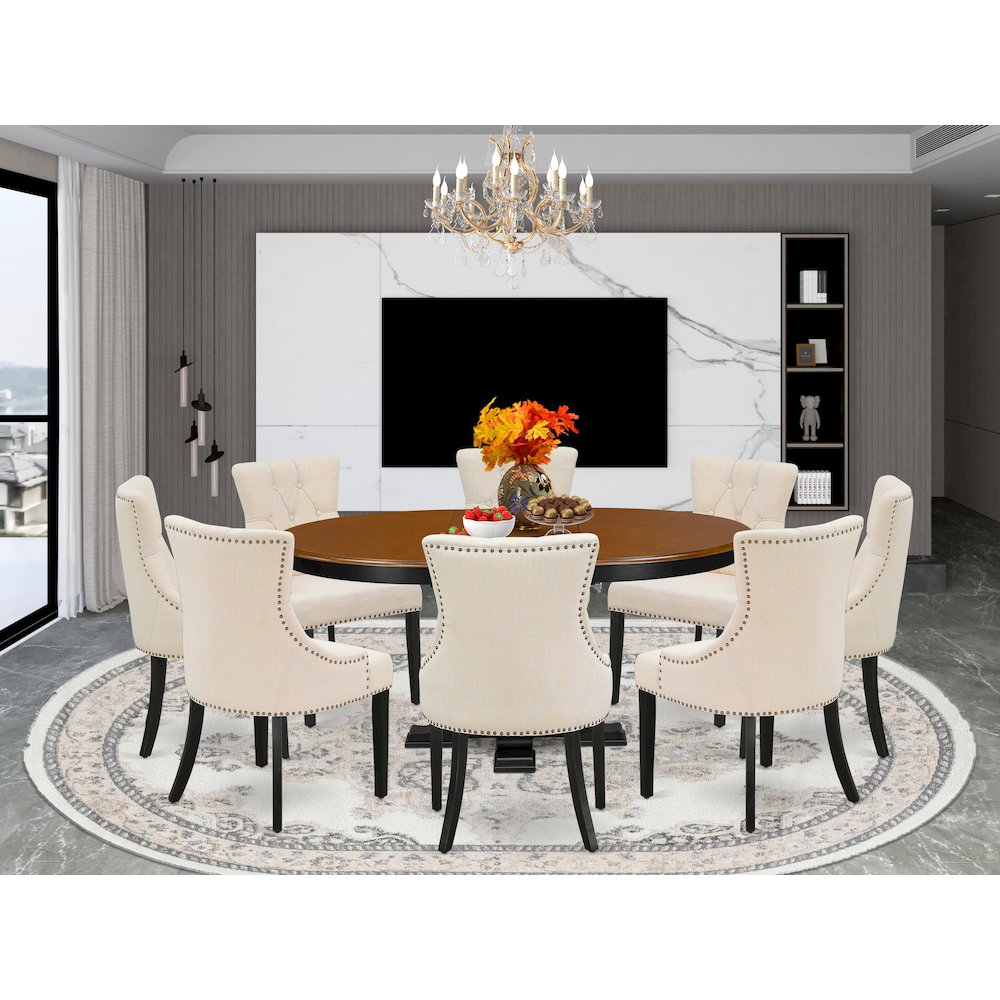 9-Piece Dining Room Set, Black & Cherry. Picture 2
