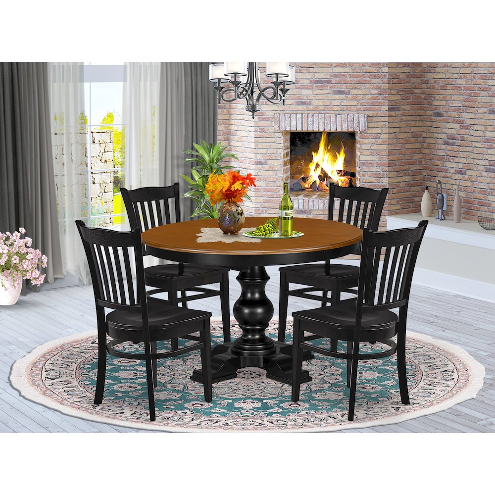 5-Piece Dining Room Set, Black & Cherry. Picture 2