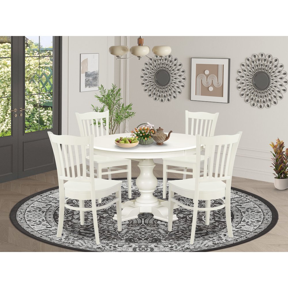 7-Piece Modern Kitchen Table Set, Linen White. Picture 2
