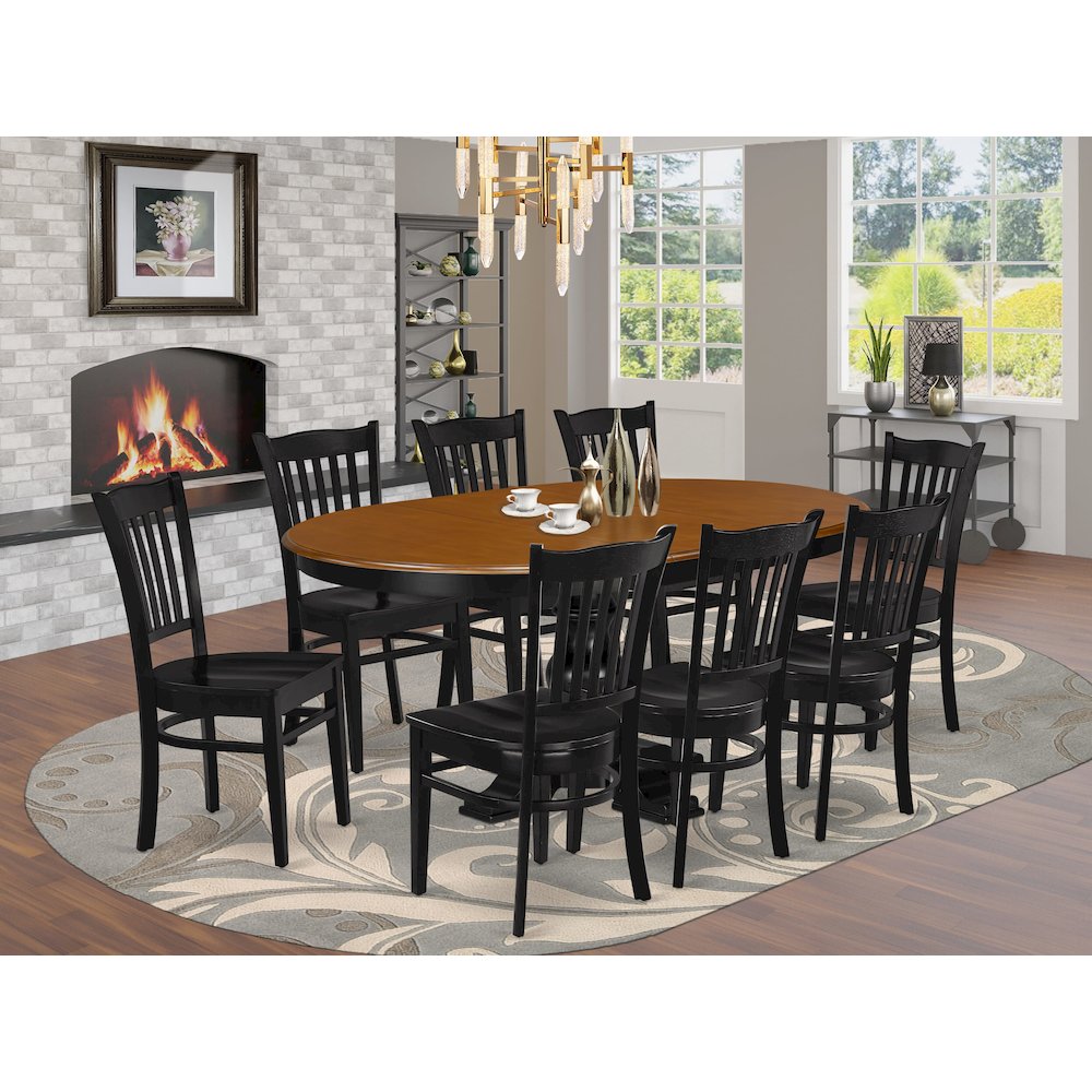 7-Piece Kitchen Table Set, Black & Cherry. Picture 2