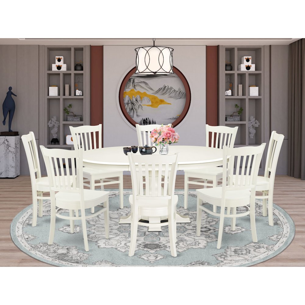 9-Piece Kitchen Dining Table Set, Linen White. Picture 2
