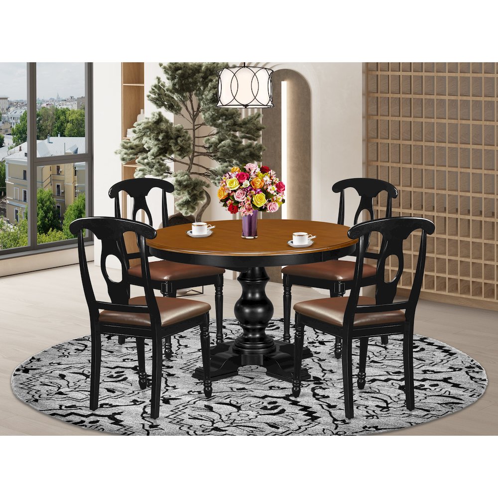 5-Piece Dining Room Set, Black & Cherry. Picture 2