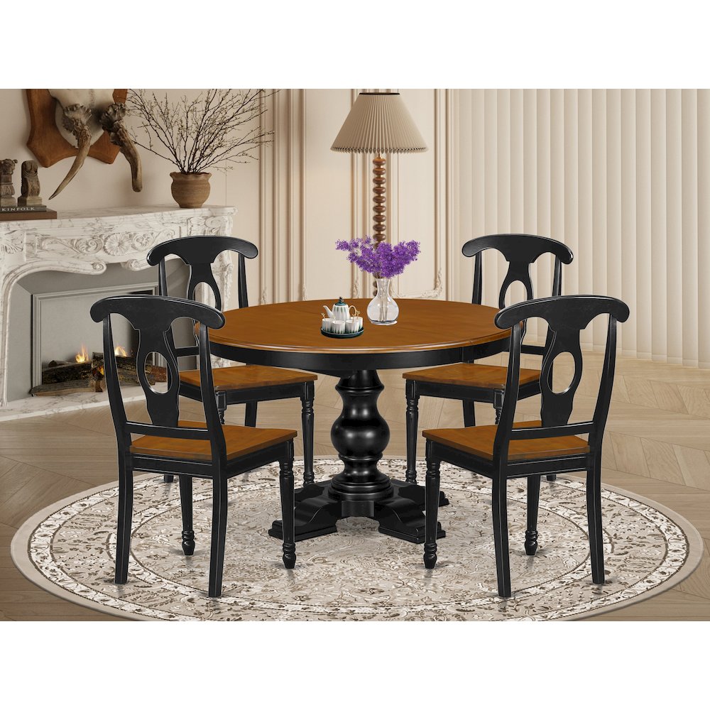 7-Piece Dining Room Set, Black & Cherry. Picture 2