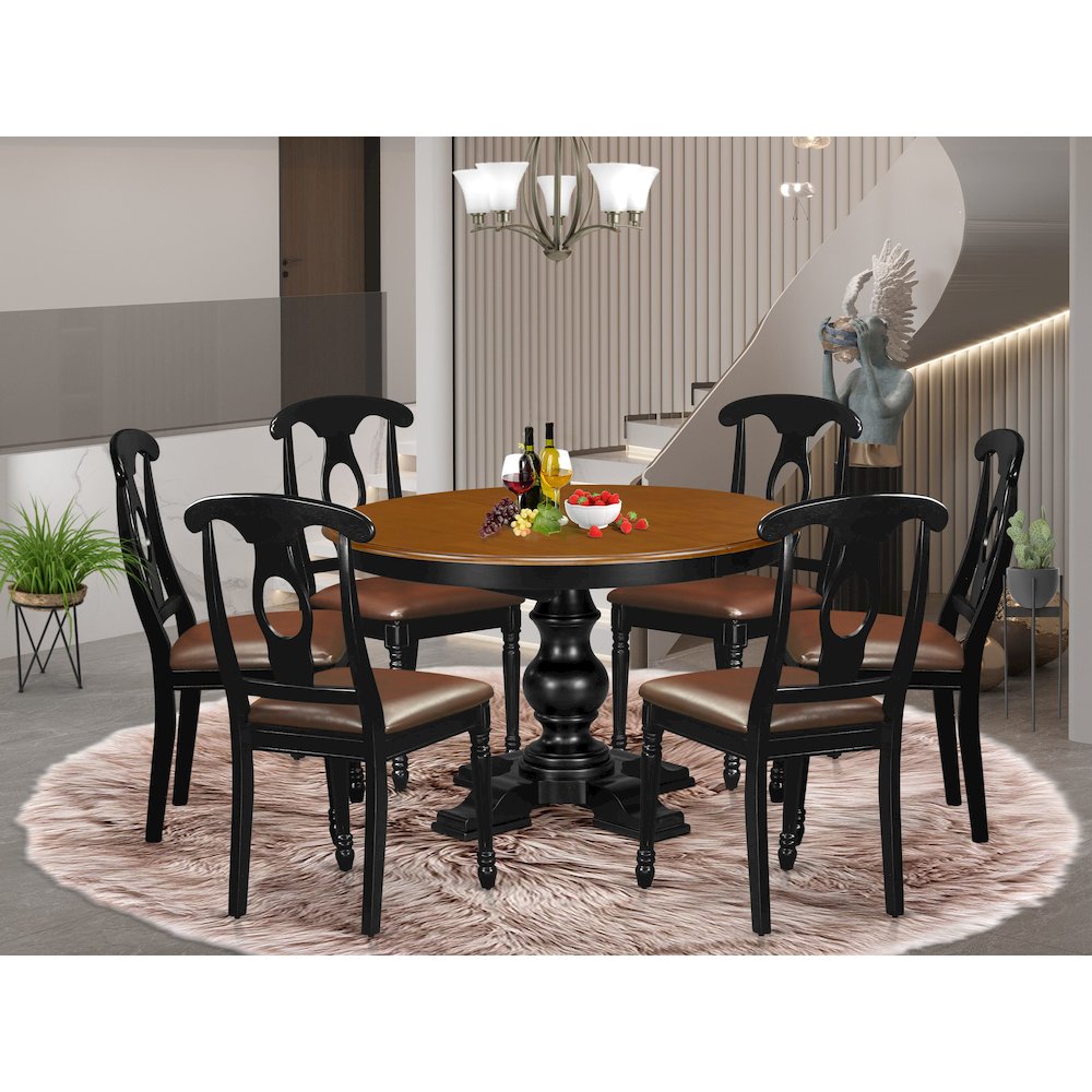 9-Piece Dining Room Table, Black & Cherry. Picture 2