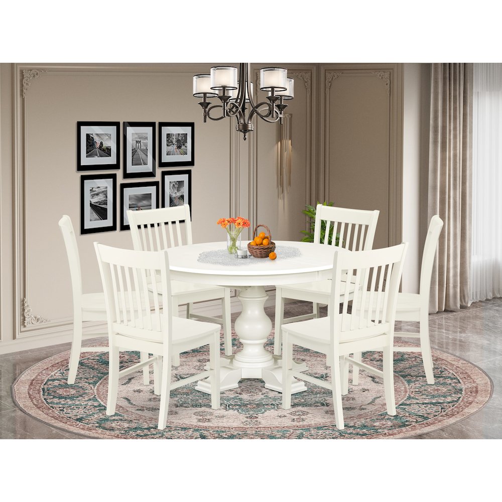 5-Piece Dining Room Table Set, Linen White. Picture 2