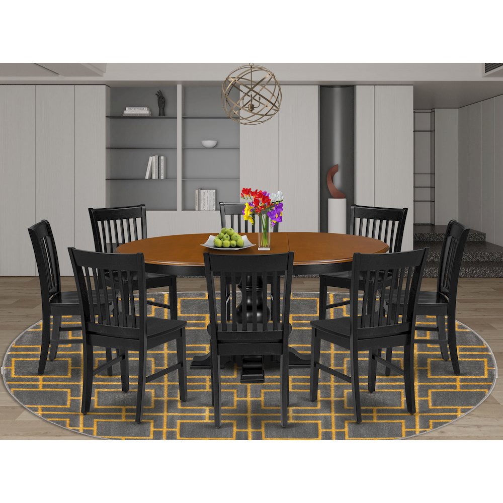 7-Piece Dining Room Table Set, Black & Cherry. Picture 2