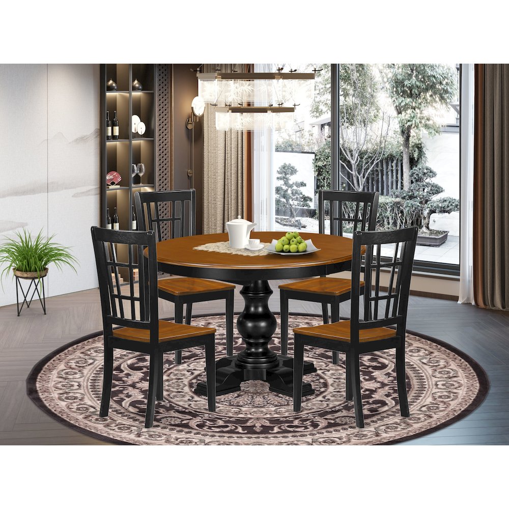 5-Piece Dining Room Set, Black & Cherry. Picture 2