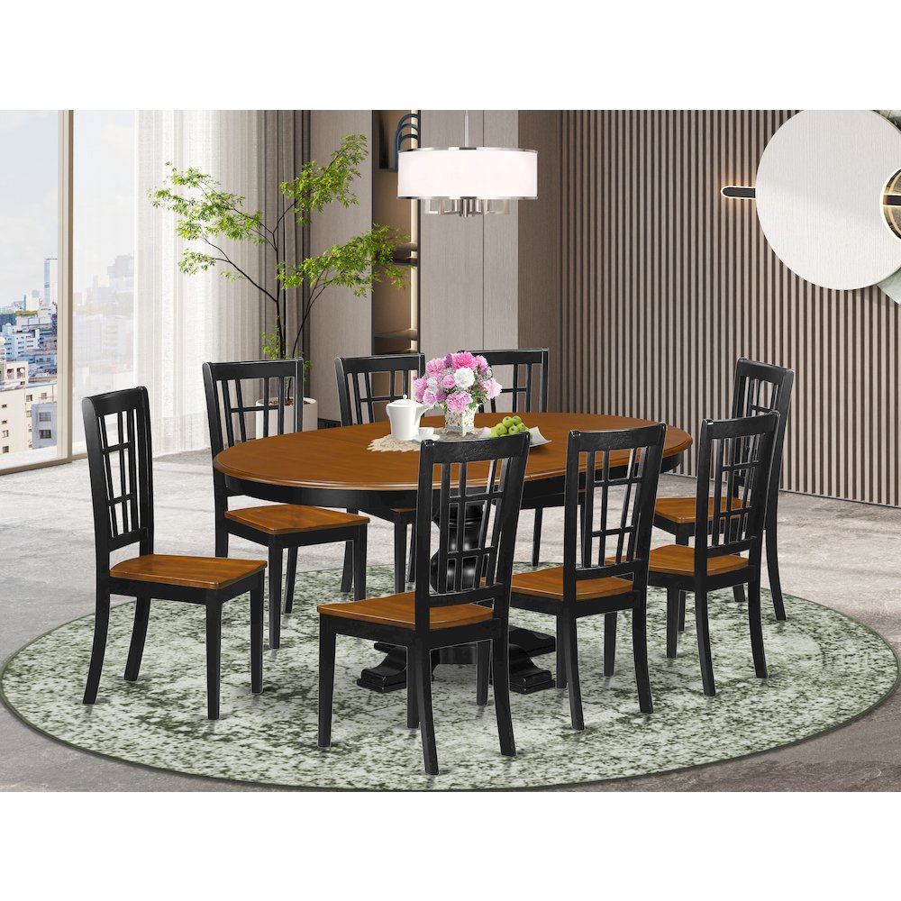 9-Piece Kitchen Room Set, Black & Cherry. Picture 2