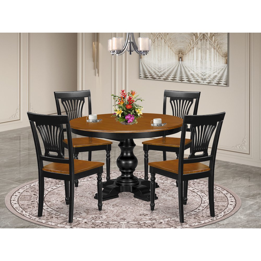 5-Piece Dinner Table Set, Black & Cherry. Picture 2